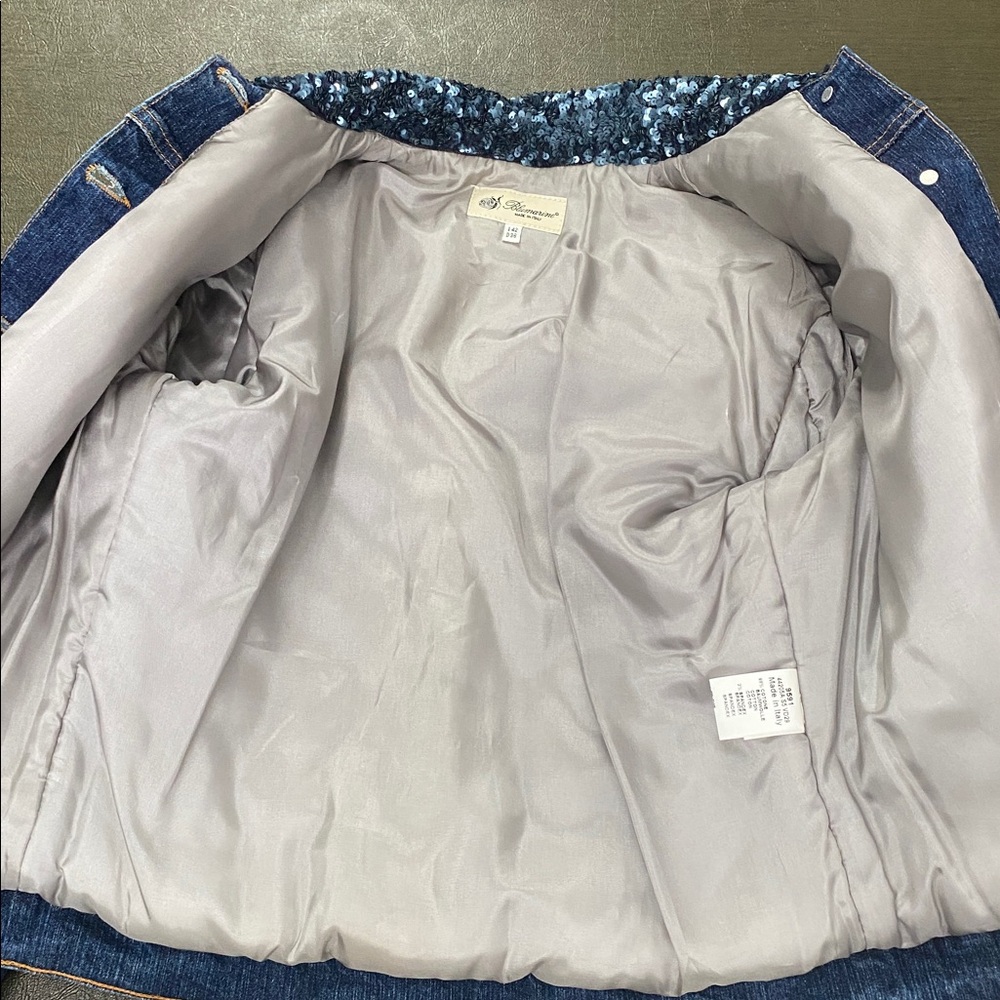 Blumarine Denim Jacket with Sequin Collar Embroidery on back Size small - Picture 9 of 15